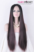 Nature Black and Brown Mixed Long Straight Lace Front Wig