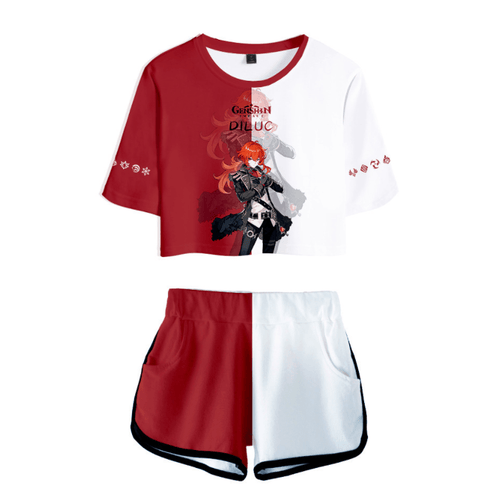 Genshin Impact T-Shirt and Shorts Suits - K