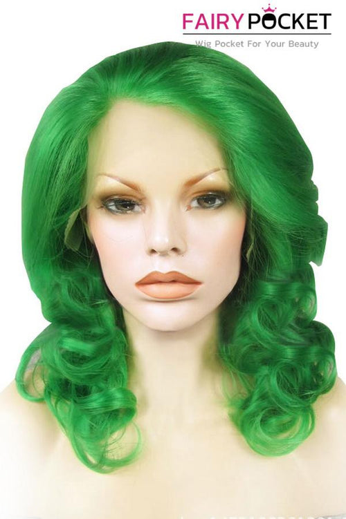Green Medium Wavy Lace Front Wig