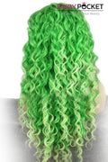 Green and Light green Long Curly Lace Front Wig