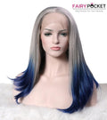 Gunmetal Gray To Sapphire Blue Wavy Synthetic Lace Front Wig