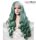 Jade Green Wavy Synthetic Lace Front Wig