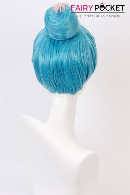 LOL True Damage Qiyana Pink Blue Cosplay Wigs Hairpieces Bun
