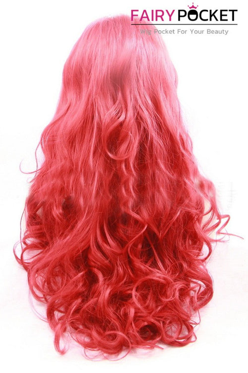 Hot Pink Long Wavy Lace Front Wig