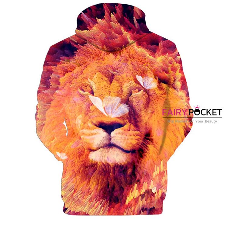 Lion and Butterflies Animal Hoodie