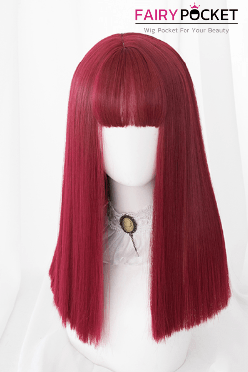 Lolita Long Straight Berry Red Basic Cap Wig