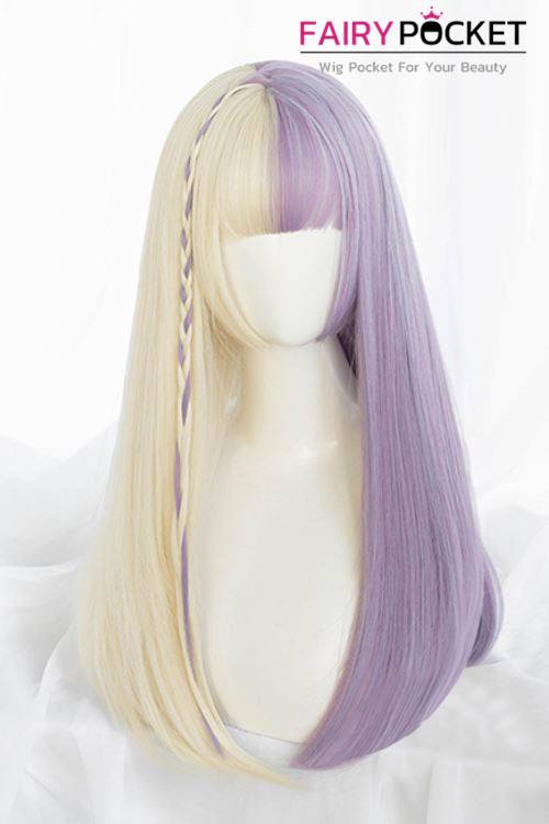 Lolita Long Straight Blonde and Purple Basic Cap Wig
