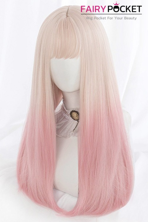 Lolita Long Straight Sand to Poodleskirt Pink Basic Cap Wig