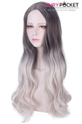 Lolita Long Wavy Black to Cool White Ombre Basic Cap Wig