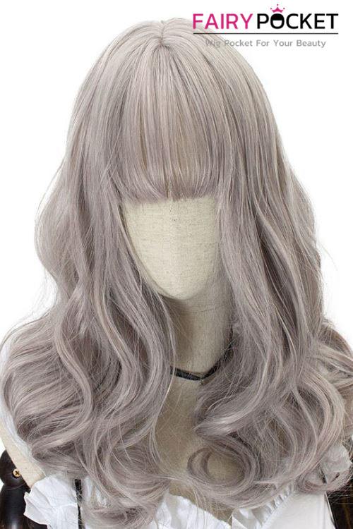 Lolita Long Wavy Grey Basic Cap Wig - B