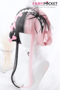 Lolita Long Straight Half Pink and Half Black Basic Cap Wig