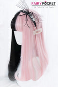Lolita Long Straight Half Pink and Half Black Basic Cap Wig