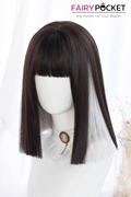 Lolita Short Straight Black and White Basic Cap Wig