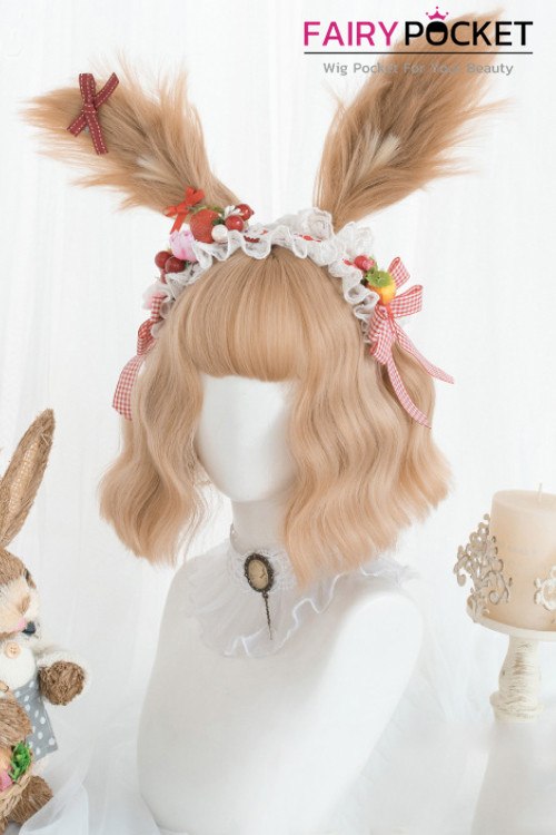 Lolita Short Wavy Fawn Basic Cap Wig (Include Ears)