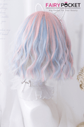 Lolita Short Wavy Pink and Baby Blue Basic Cap Wig