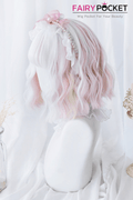 Lolita Short Wavy White and Electric Pink Basic Cap Wig