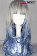 Lolita Grey and Blue Long Wavy Basic Cap Wig