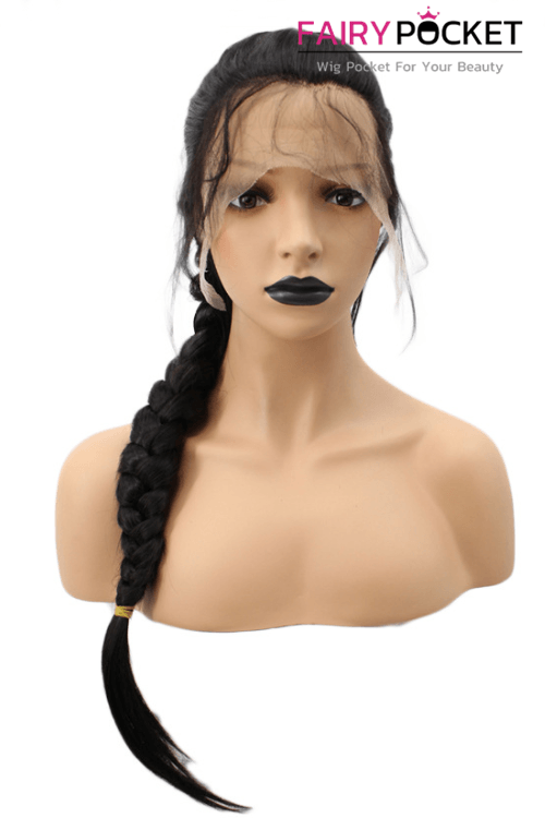 Long Straight Black Lace Front Wig