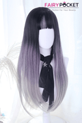Long Straight Black to Purple Ombre Lolita Wig - B