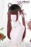 Long Straight Black to Red Ombre Lolita Wig