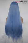 Long Straight Blue Lace Front Wig