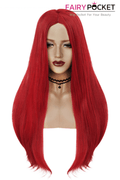 Long Straight Cadmium Red Synthetic Wig