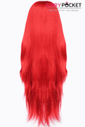 Long Straight Cherry Red Lace Front Wig