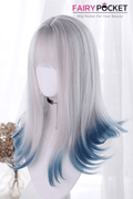 Long Straight Grey to True Blue Ombre Lolita Wig