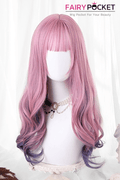 Long Wavy Baby Pink to Dioxazine Purple Ombre Lolita Wig