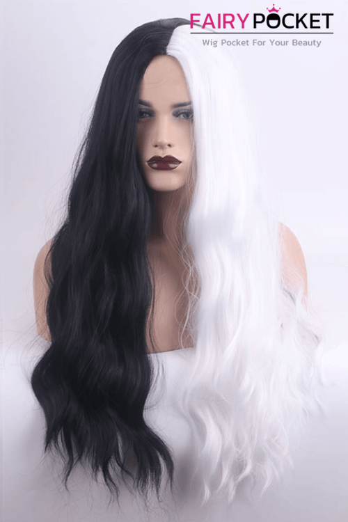 Long Wavy Black and White Lolita Wig