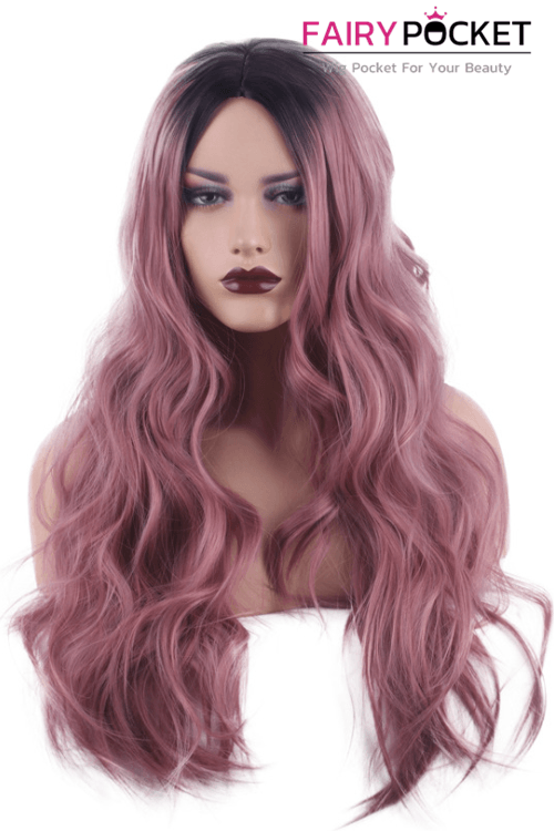 Long Wavy Black to Red Ombre Lolita Wig