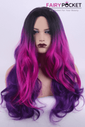 Long Wavy Black to Vivid Violet and Dioxazine Purple Lolita Wig