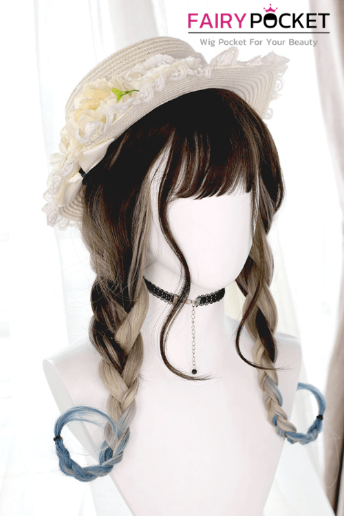 Long Wavy Brown to Blue Ombre Lolita Wig