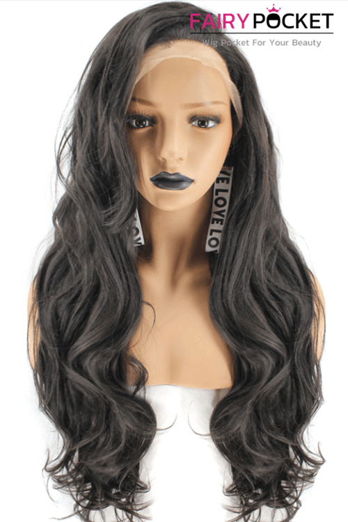 Long Wavy Natural Black Lace Front Wig