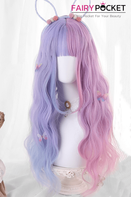 Long Wavy Petal Pink and Blue Lolita Wig