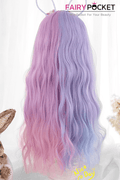 Long Wavy Petal Pink and Blue Lolita Wig