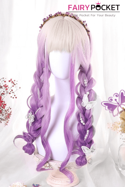 Long Wavy Sand to Purple Ombre Lolita Wig