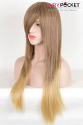 Long Straight Sable Brown To Yellow Ochre Basic Cap Wig