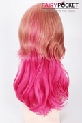 Long Wavy Brown to Pink Ombre Basic Cap Wig