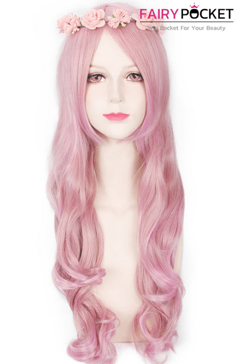 Long Wavy Pink and Blonde Mixed Basic Cap Wig