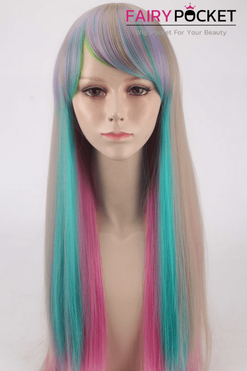 Long Straight Rainbow Basic Cap Wig