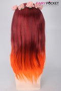 Long Wavy Reddish Brown to Orange Ombre Basic Cap Wig