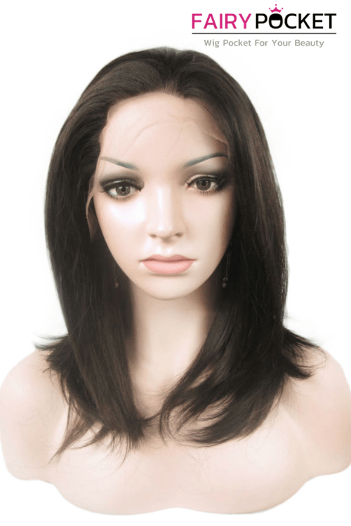 Medium Straight Natural Black Lace Front Wig