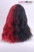 Medium Wavy Calico Red and Black Lolita Wig