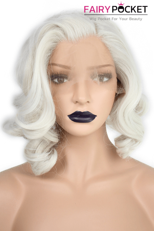 Short Wavy White Lace Front Wig