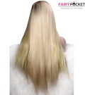 Medium Brown To Blonde Nature Straight Synthetic Lace Front Wig