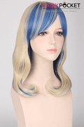Medium Wavy Blonde Mixed Blue Basic Cap Wig