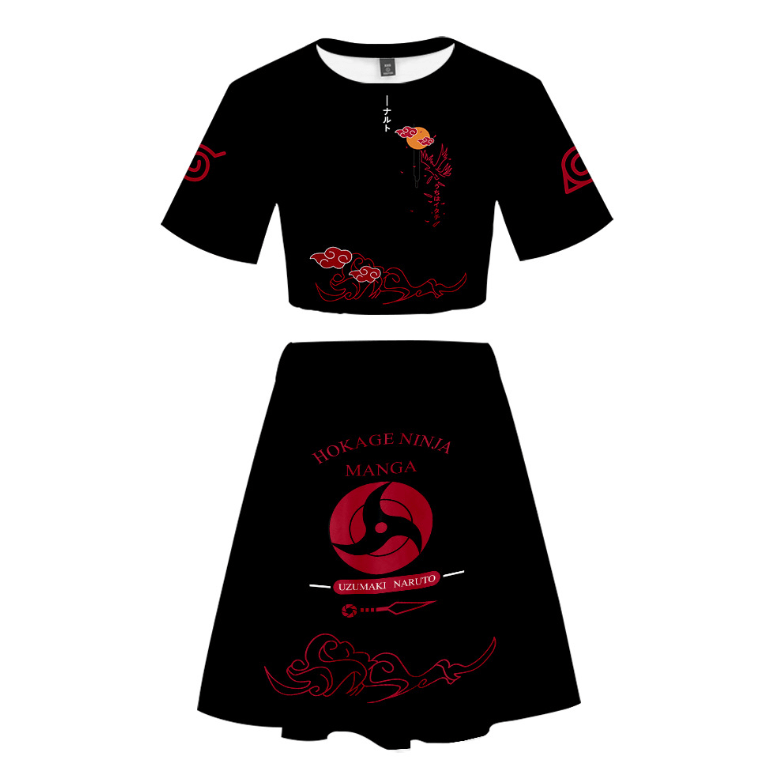 Naruto T-Shirt and Skirt Suits - M
