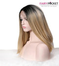Nature Black To Blonde Straight Synthetic Lace Front Wig