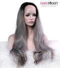Nature Black To Gray Wavy Synthetic Lace Front Wig